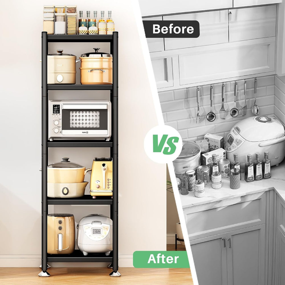 PXRACK 5-Tier Kitchen Storage Shelves, Adjustable Metal Shelves for Storage P...