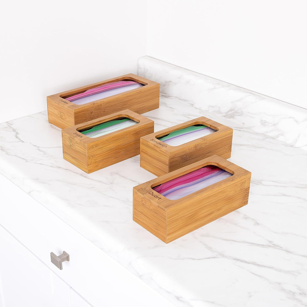 Seville Classics Bamboo Premium Organizer Storage Bins for Kitchen Silverware...