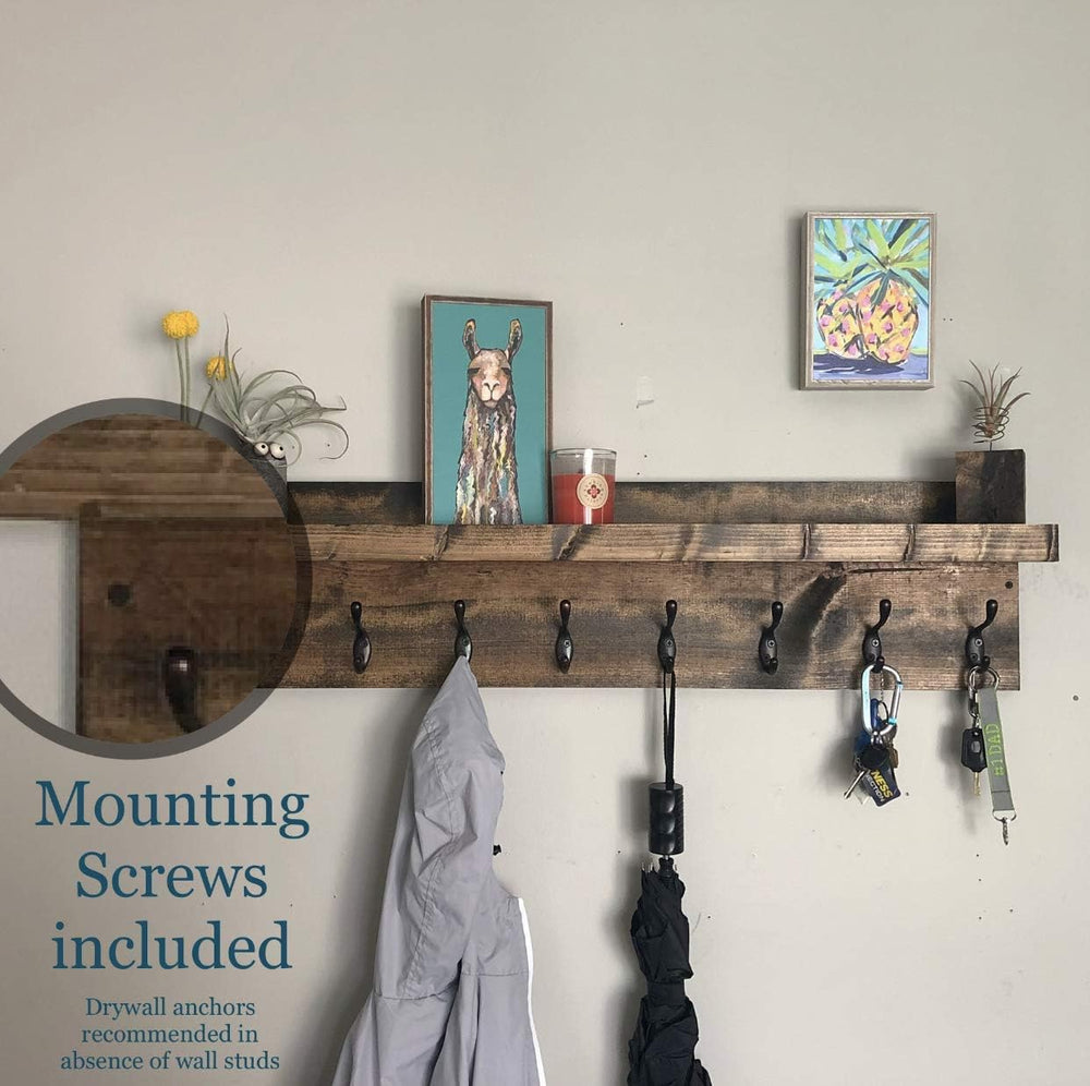 Coat Rack with Shelf (Choose your Length) Towel Rack Entryway Organizer Wall ...