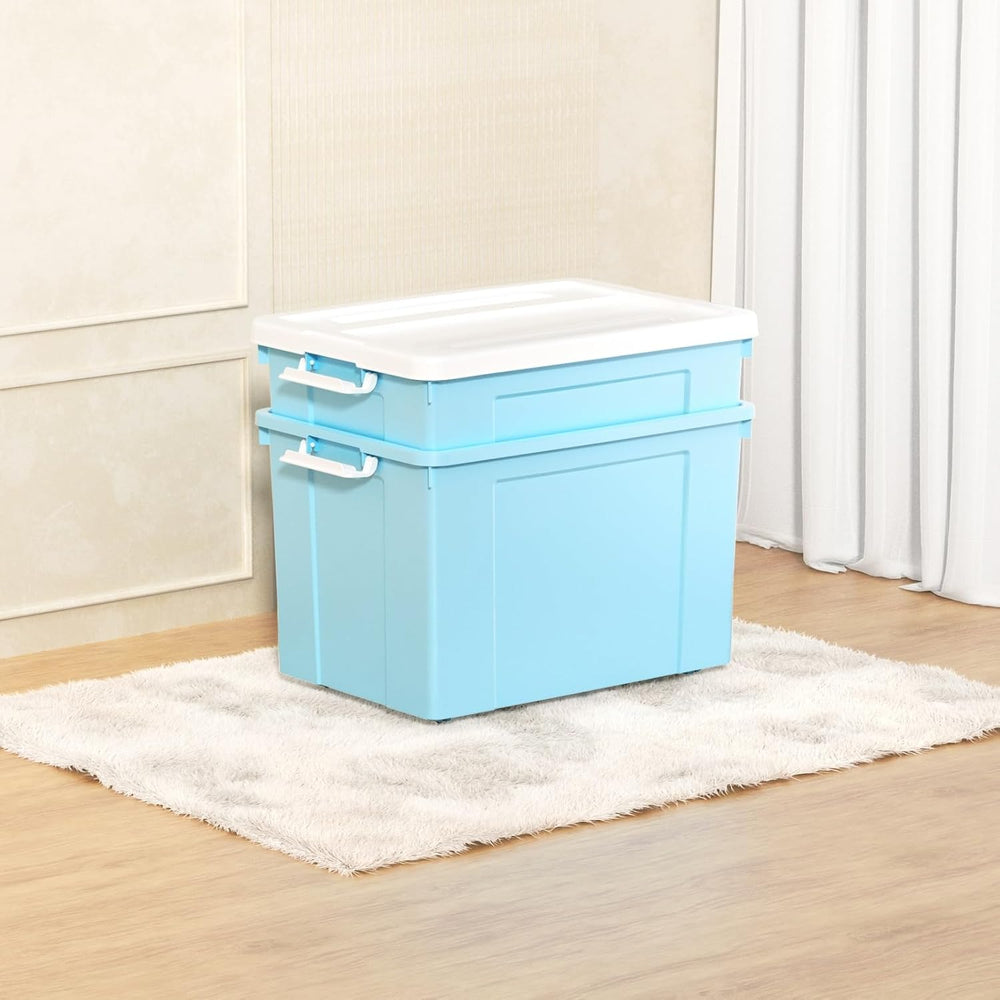 Cetomo Lidded Storage Bin with Handle, Tote Organizing Container with Wheels,...