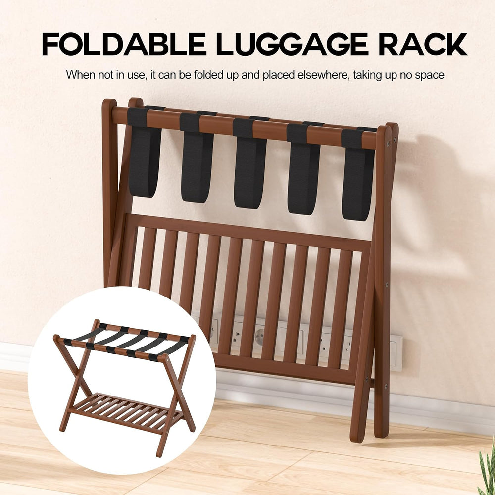 Luggage Racks Suitcase Stand Foldable With Storage Shelf For Guest Room Hotel...