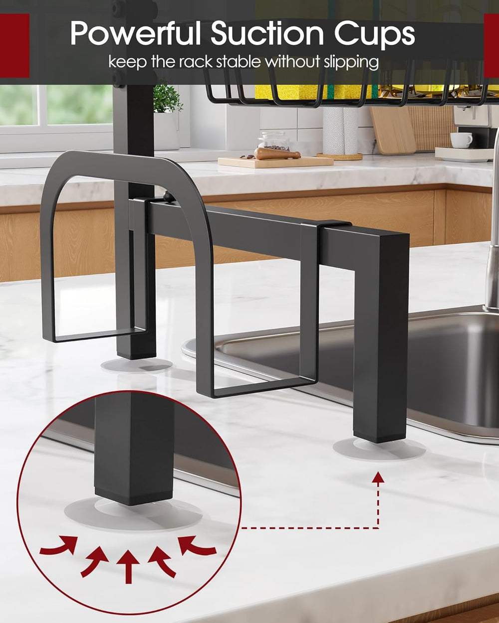 Sakugi Over The Sink Dish Drying Rack - Adjustable 3 Tier XX-Large Capacity S...