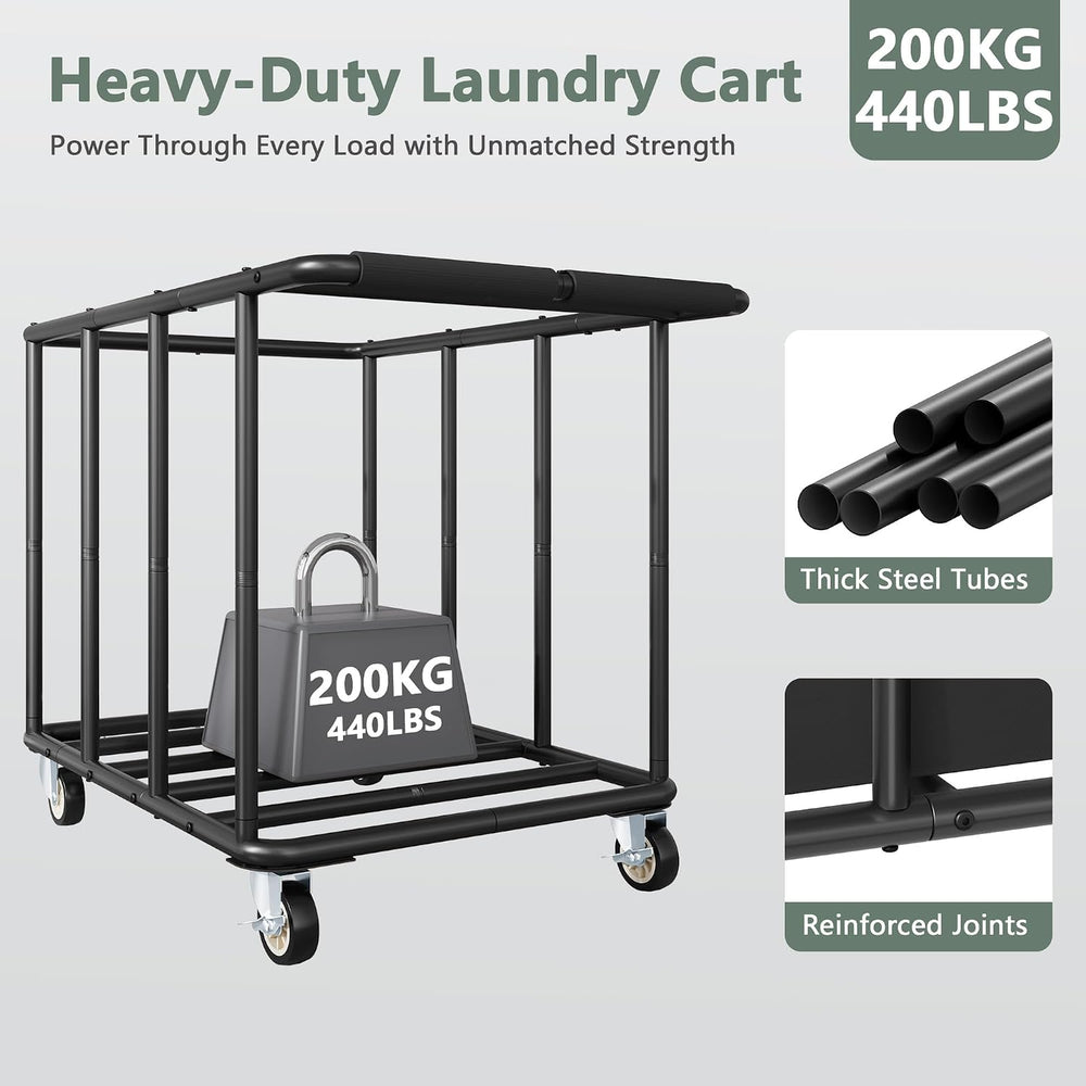 FAVOOSTY 470L Heavy Duty Commercial Laundry Cart with Wheels,Industrial Rolli...