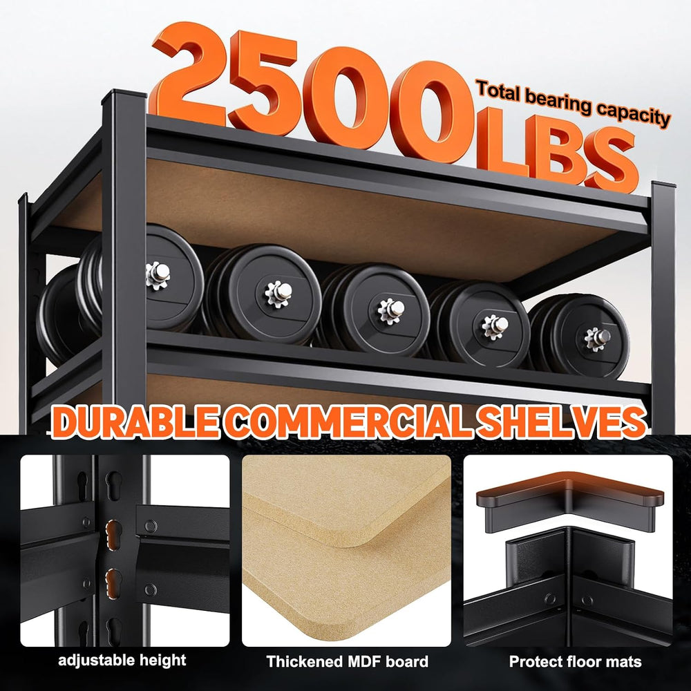 71.2''Heavy Duty Storage Shelves, 5-Tier Garage Shelving,Adjustable M...
