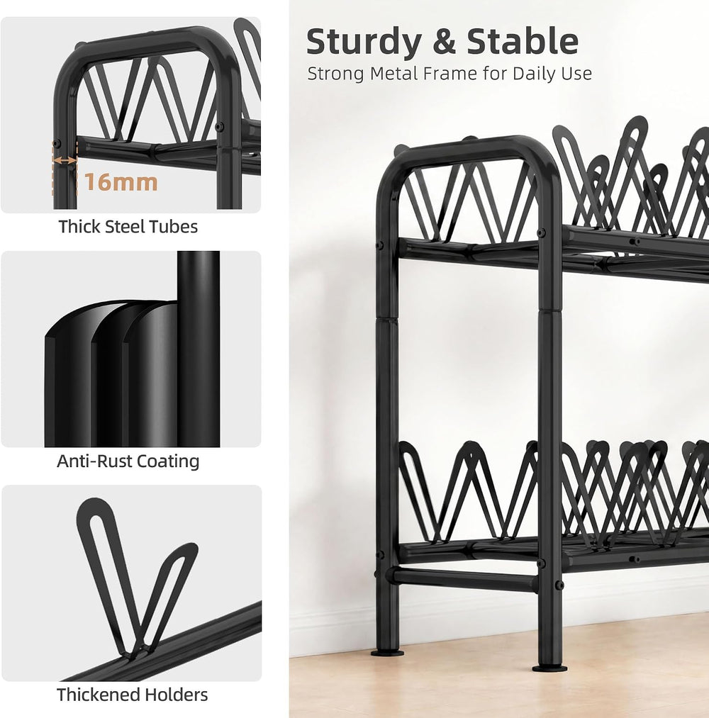 STORAGE MANIAC 24 Pairs Vertical Shoe Rack, Wing Large Metal Shoe Organizer f...
