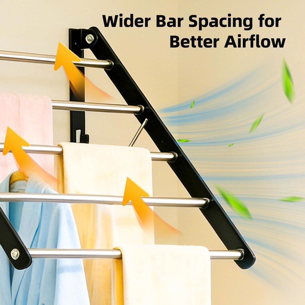 Wall Mounted Drying Rack, Foldable Laundry Rack, Adjustable Width, 60 lbs