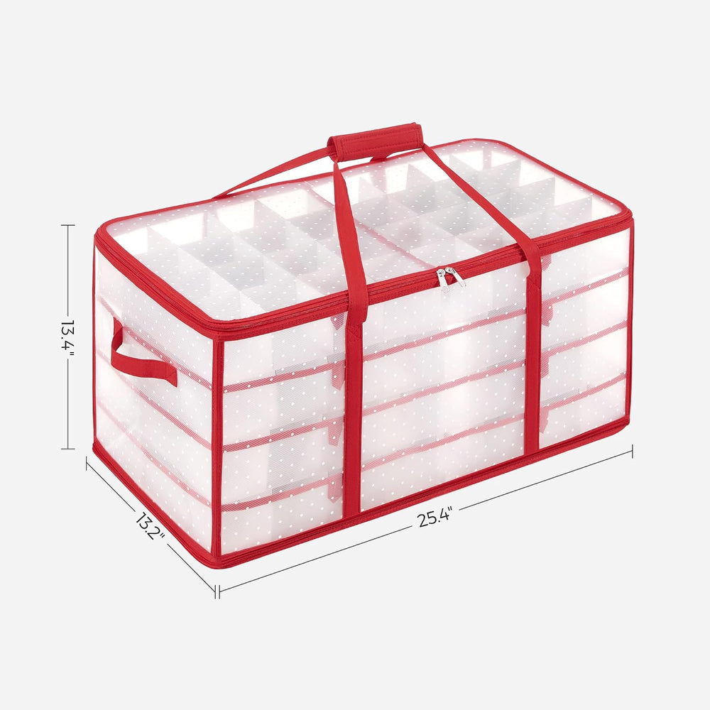 SONGMICS Large Christmas Ornament Storage Box, with 128 Slots