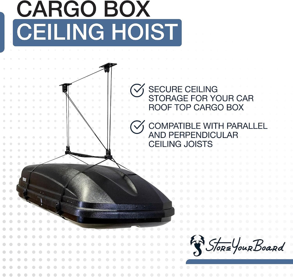 StoreYourBoard Cargo Box Pulley System – Heavy-Duty Garage Hoist Lift for Roo...