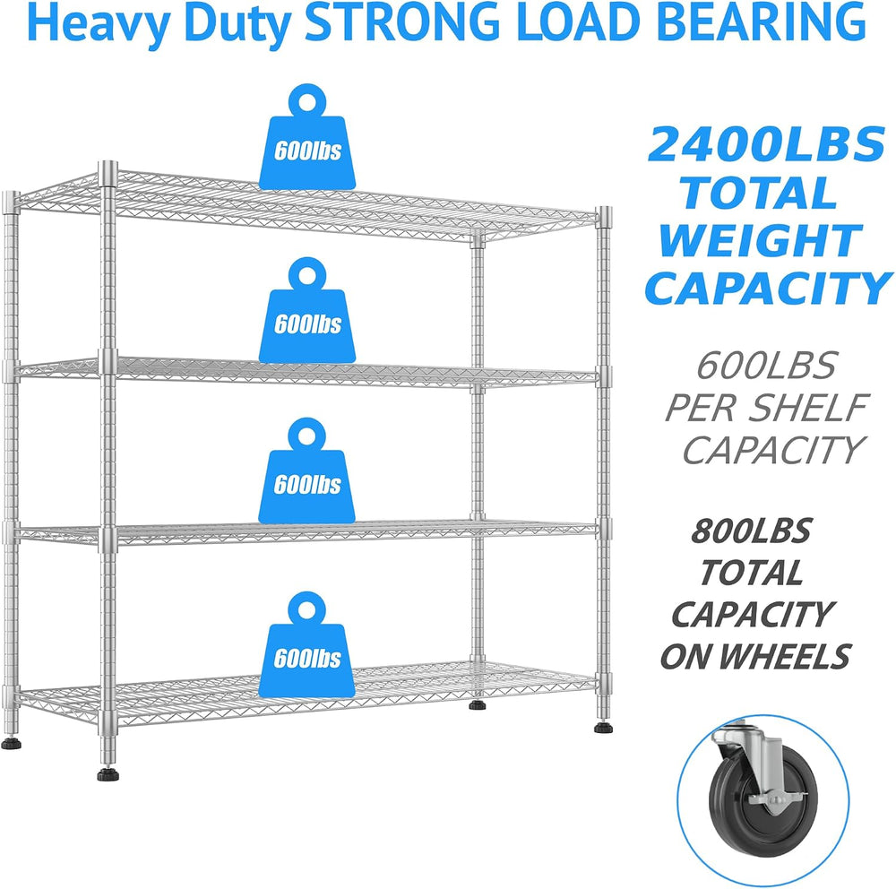 Homdox Heavy Duty Metal Shelves for Storage, 4 Tier Storage Racks and Shelvin...
