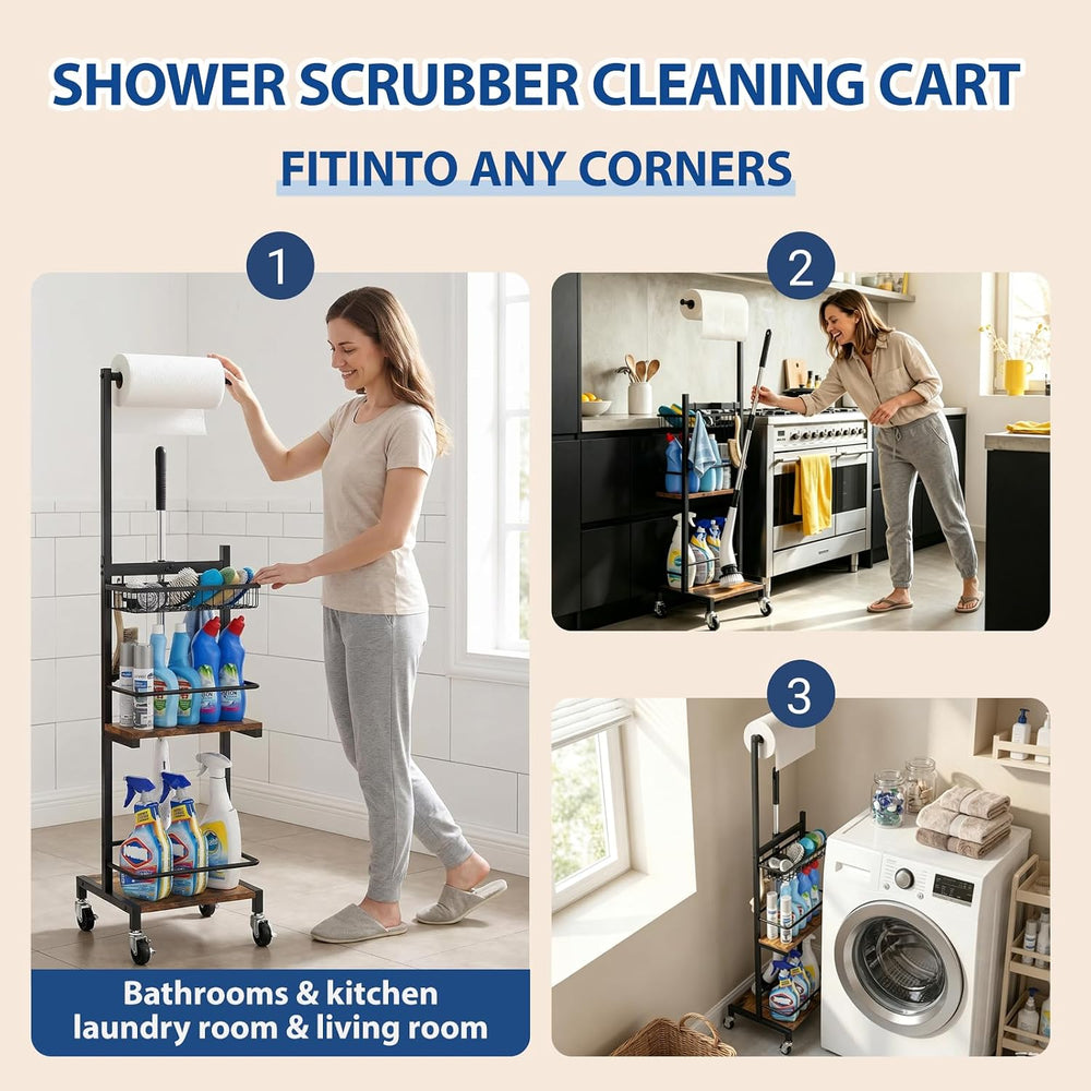 Cleaning Supplies Organizer, Narrow Cleaning Cart for Steam Mop