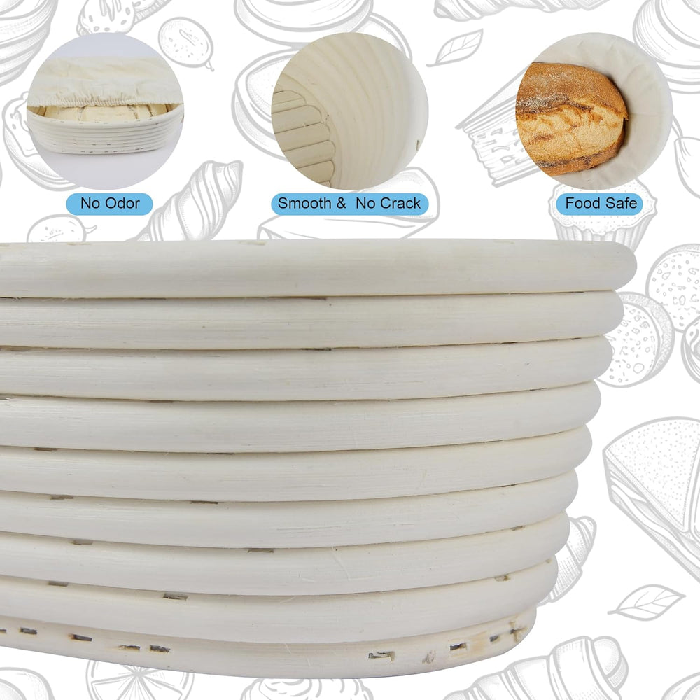 10 Inch banneton bread proofing basket, Set of 6 Natural Rattan Bread Proofin...