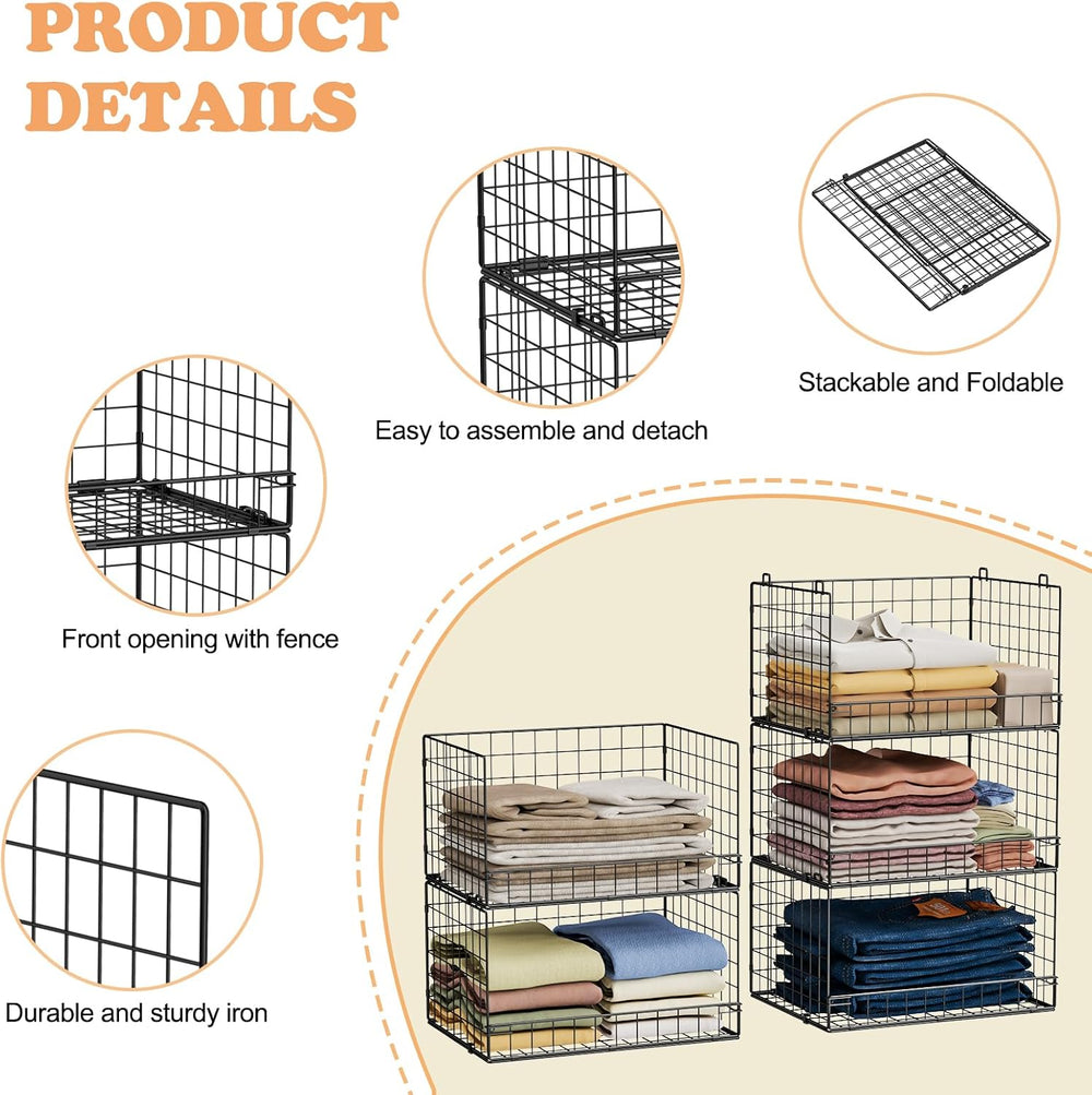 Yociyoga 5-Tier Stackable Closet Organizers and Storage Shelves, Closet Shelf...