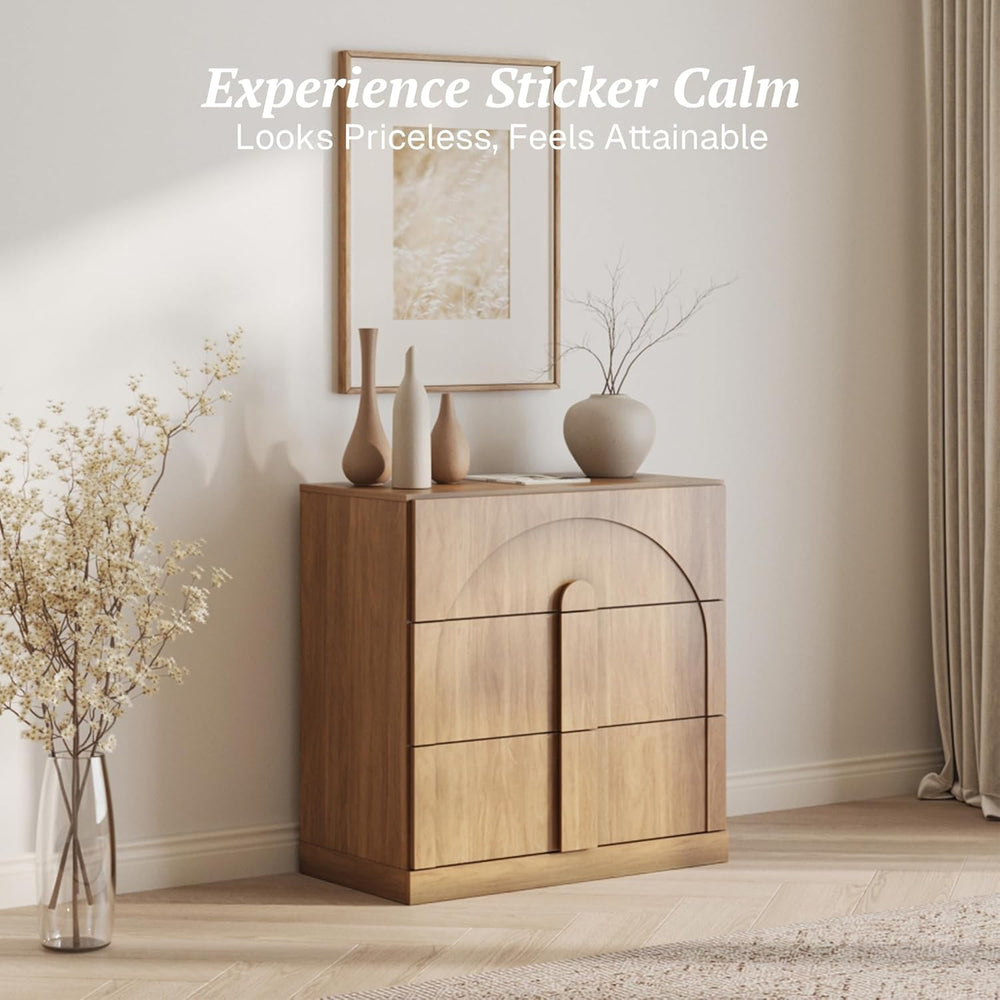BELLEZE 31.5" Kitchen Storage Cabinet with 3 Drawers, Freestanding Accen...