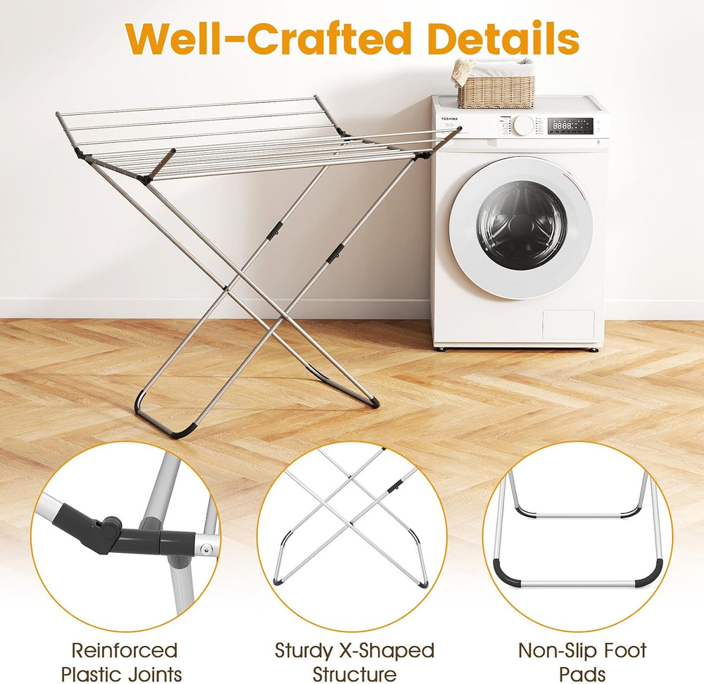 Giantex Foldable Clothes Drying Rack, Freestanding Aluminum Laundry Drying Ra...