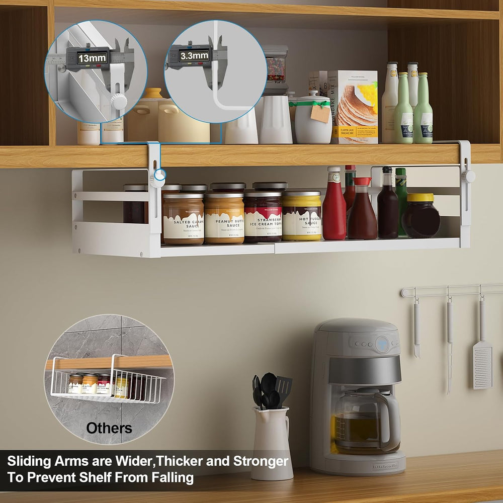 AmonHouseware 2Pack Expandable Under Shelf Storage Basket Organizer,White