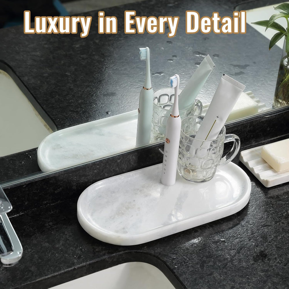 African Natural Marble Decorative Tray, 12"x6" - Countertop Organiz...