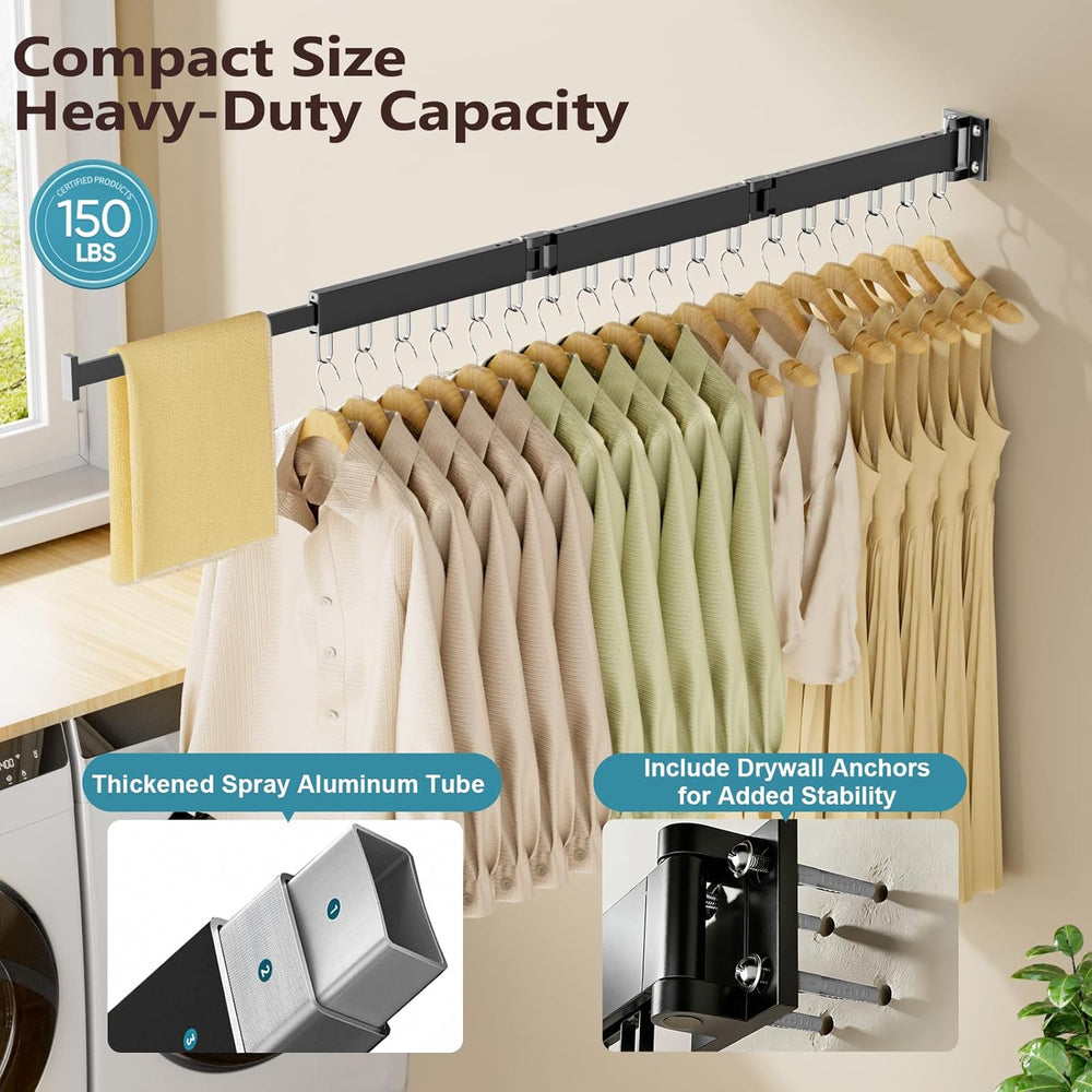 JAUREE Clothes Drying Rack Wall Mounted, Space-Saving Drying Rack Clothing, C...