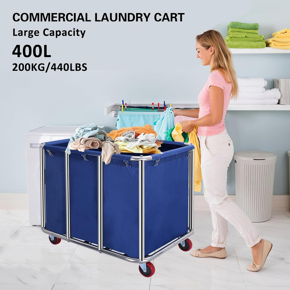 Commercial Laundry Cart with Wheels,400L Industrial Laundry Cart
