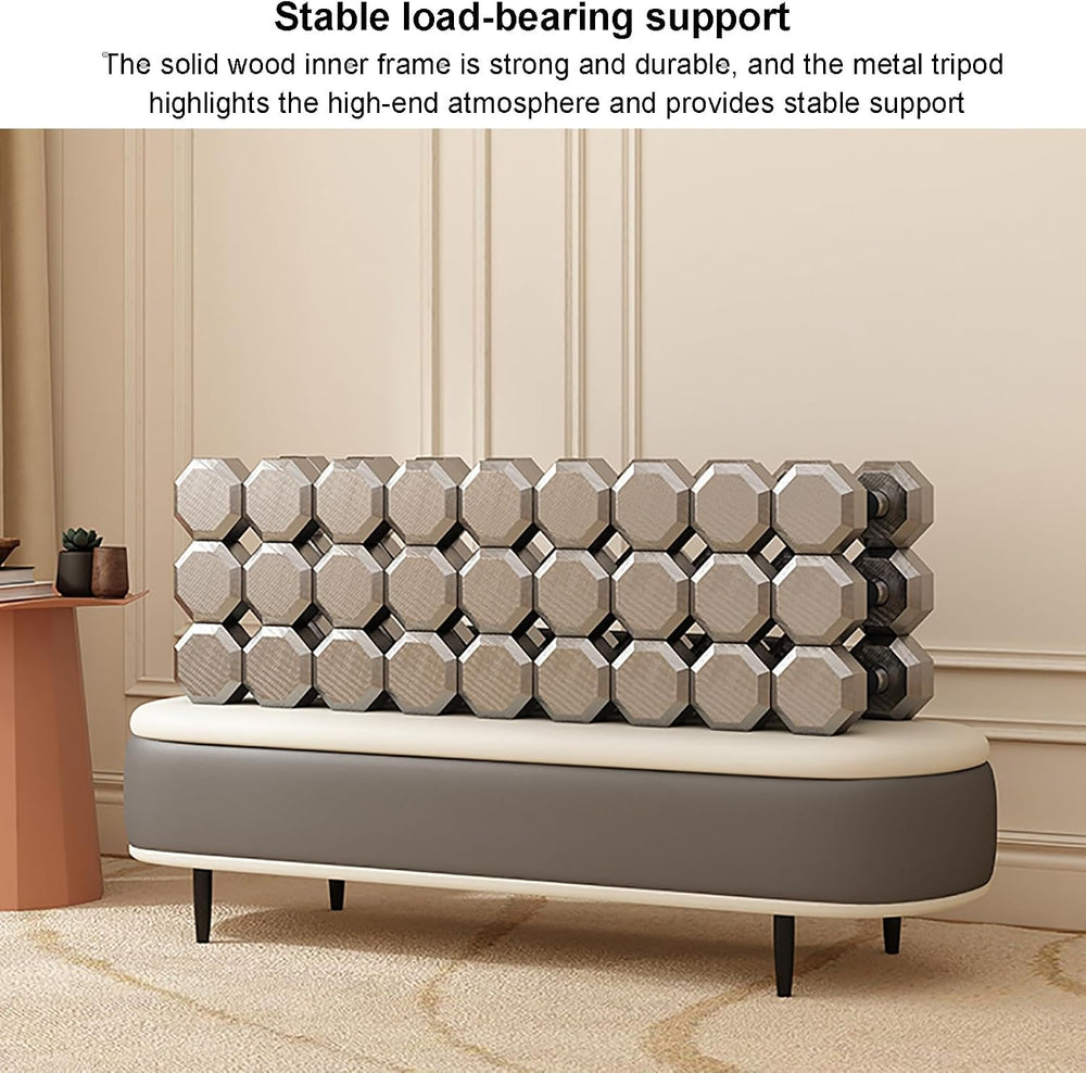 SAZDFY Pu Leather Bedroom Ottoman Bench, Bedroom End of Bed Bench with Pillow...