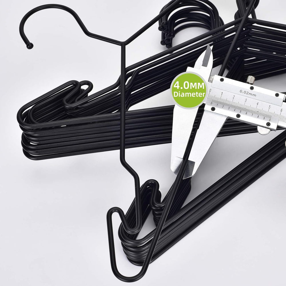Black Metal Hangers, Heavy Duty Clothes Hangers with Non-Slip Grooves, Slim S...