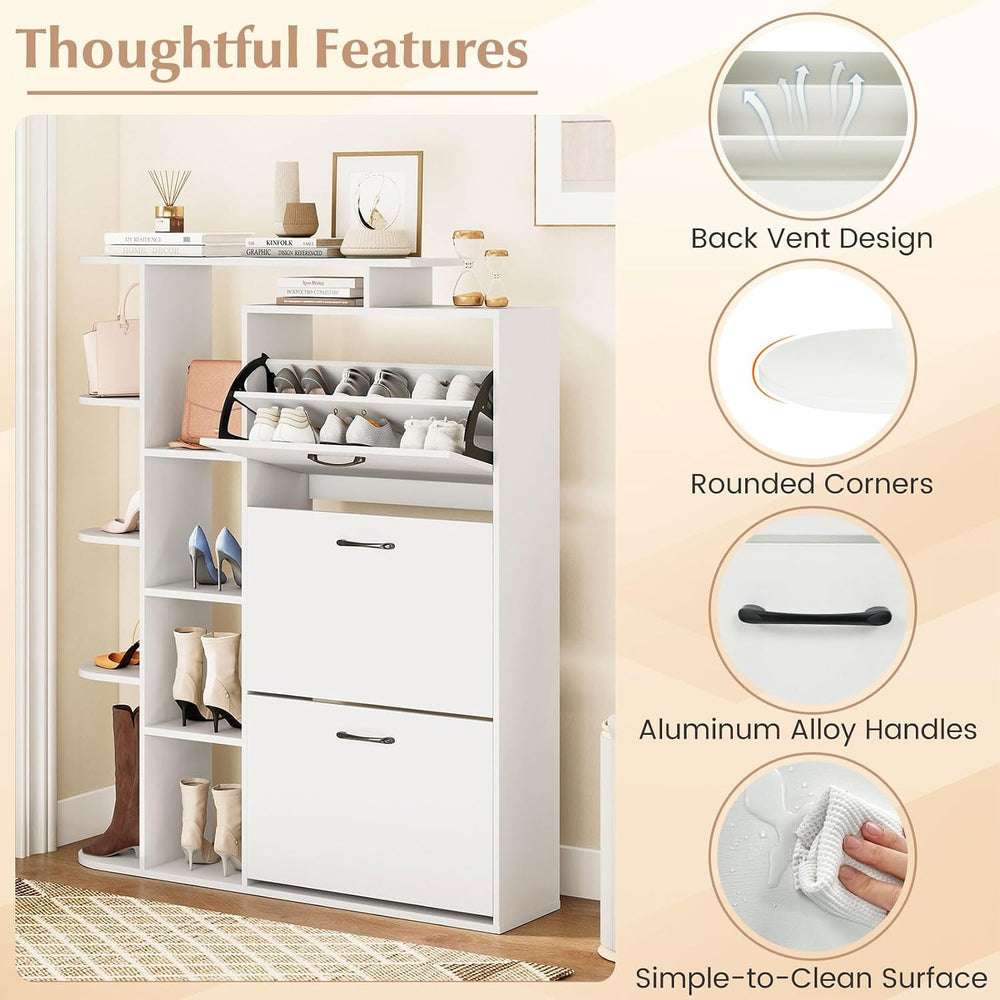 GOFLAME Shoe Storage Cabinet with 3 Flip Drawers, Modern Shoe Rack Organizer ...