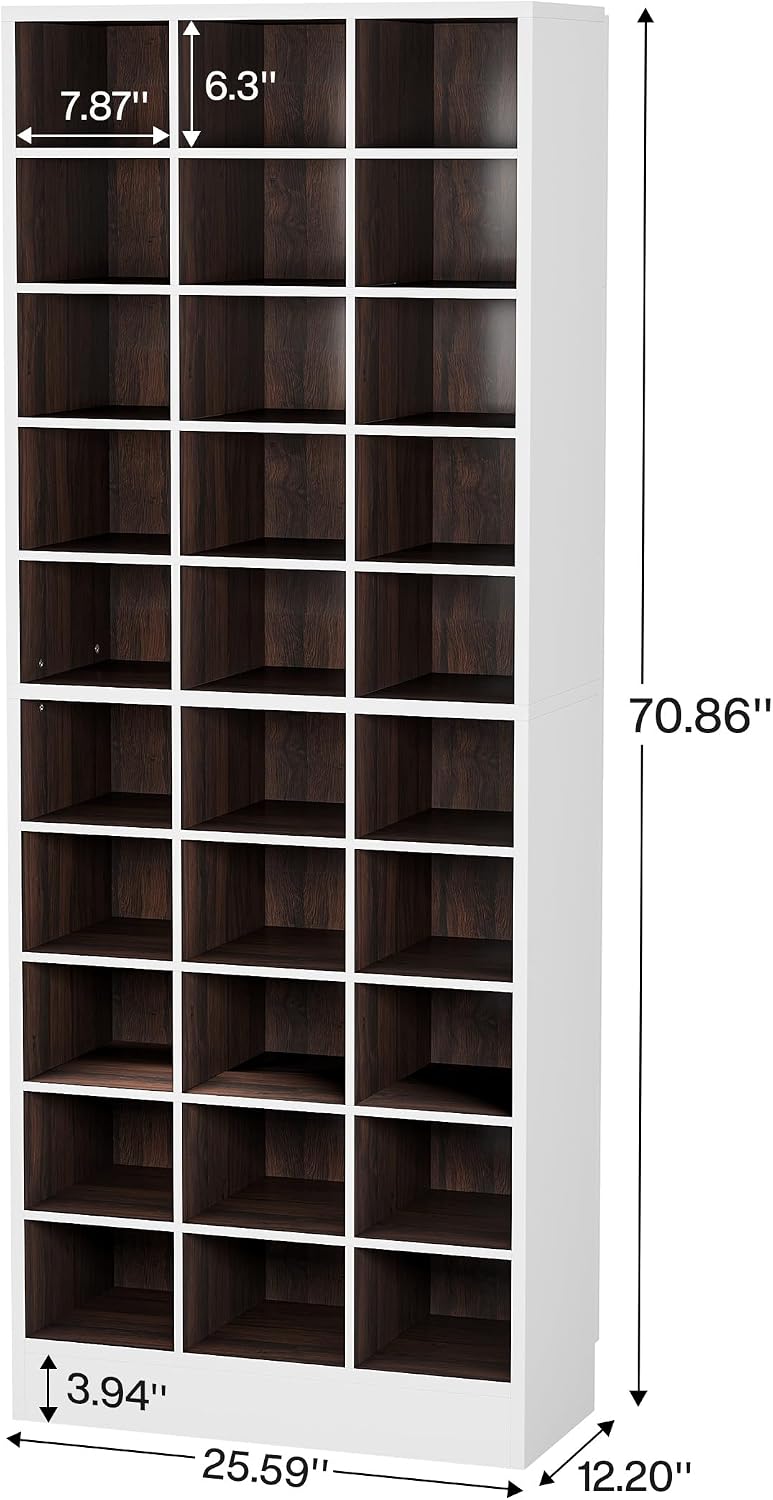 Tribesigns 10-Tier Shoe Storage Cabinet Set of 2, White and Brown Wooden Shoe...