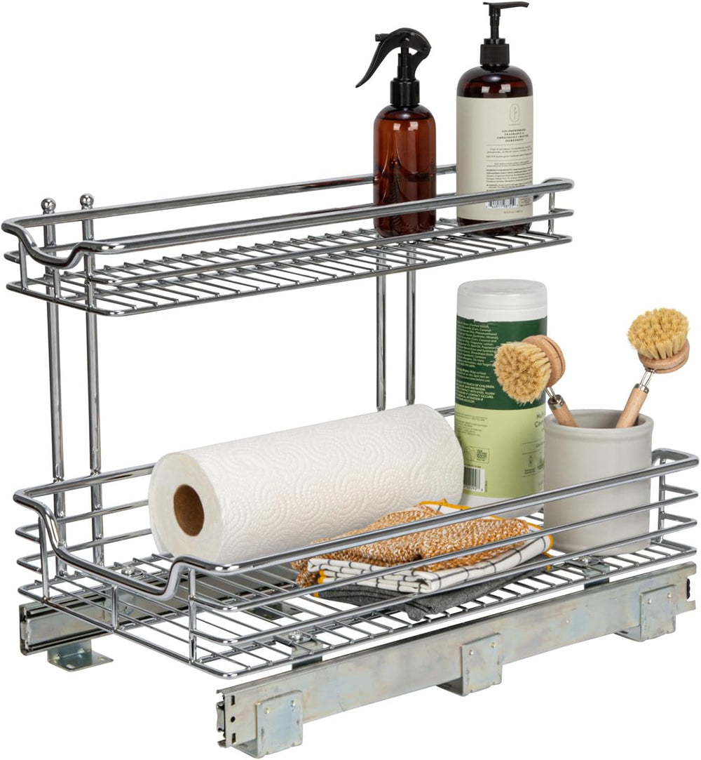 Household Essentials Glidez 2‑Tier Large Multipurpose Chrome‑Plated Steel Pul...