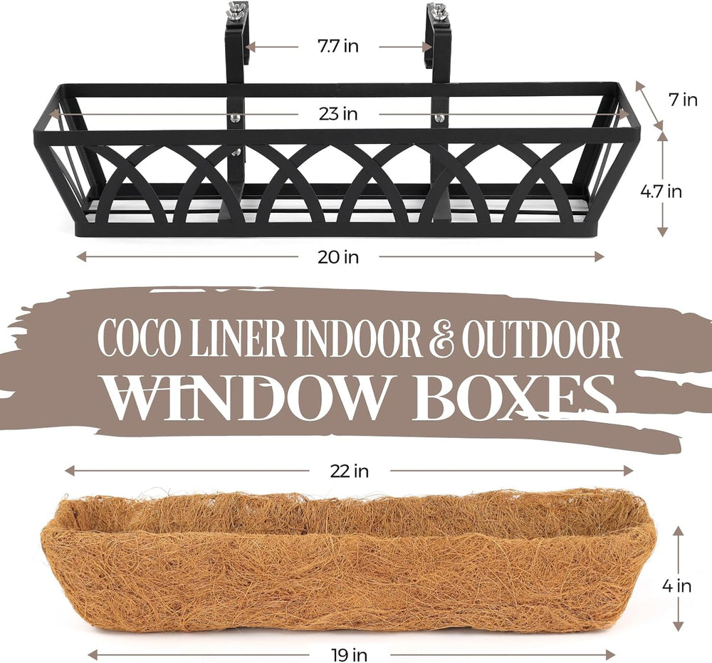 2 Pack 24IN Window Box Planter Basket w/Adjustable Brackets (S1)
