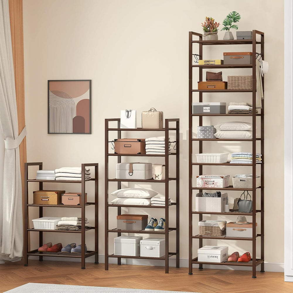 usikey 10 Tiers Narrow Shoe Rack 20-30 Pairs, Sturdy Metal Tall Shoe Rack She...
