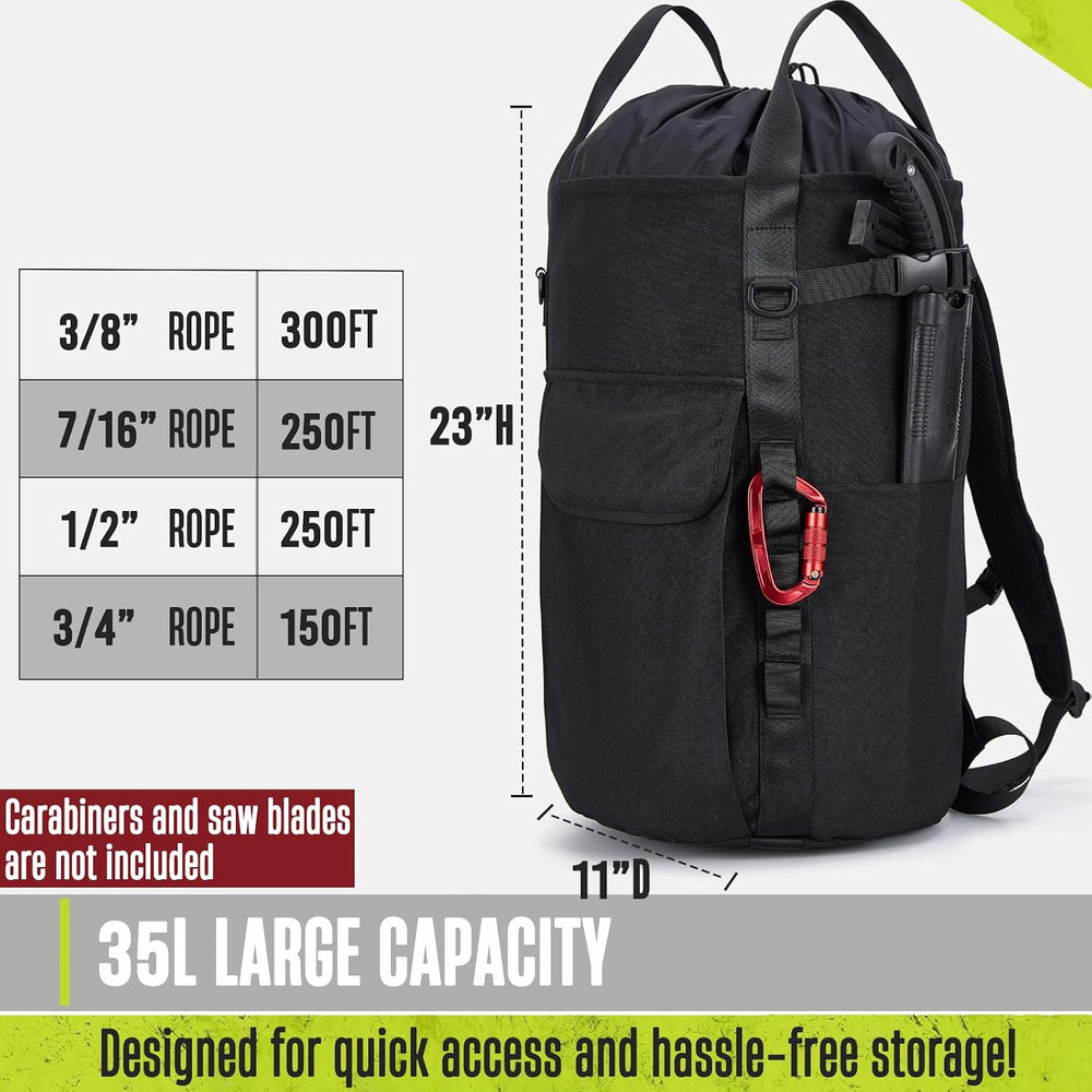 Arborist Rope Bag, 35L Tree Climbing Rope Bag, Arborist Equipment Bucket Back...