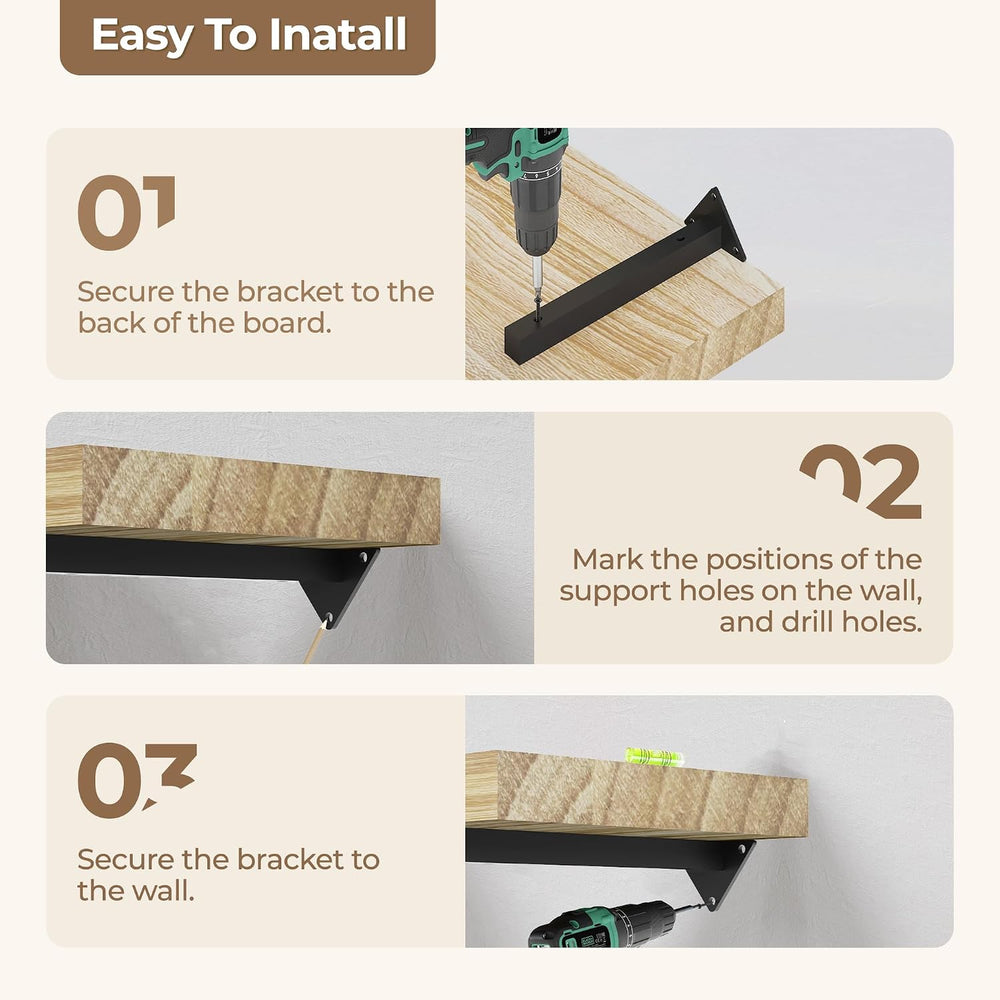 Long Wall Shelves 60 inch,Long Floating Shelf Set of 3, Large Wall Mounted Sh...