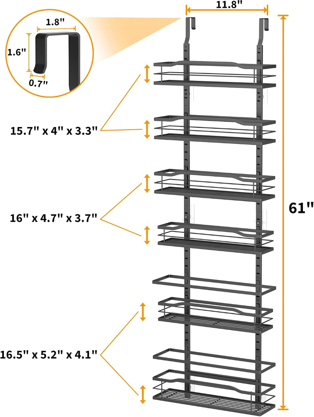 Moforoco 6-Tier Over The Door Pantry Organizer, Pantry Organization and Stora...