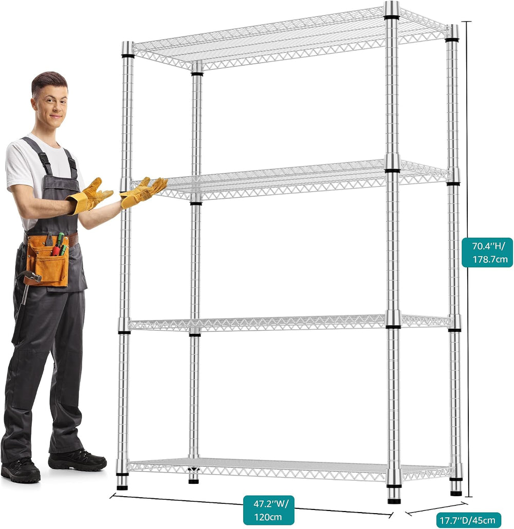 M MZG 4 Tiers Shelf Metal Storage Shelves 2640 lbs Steel Storage Shelving Uti...