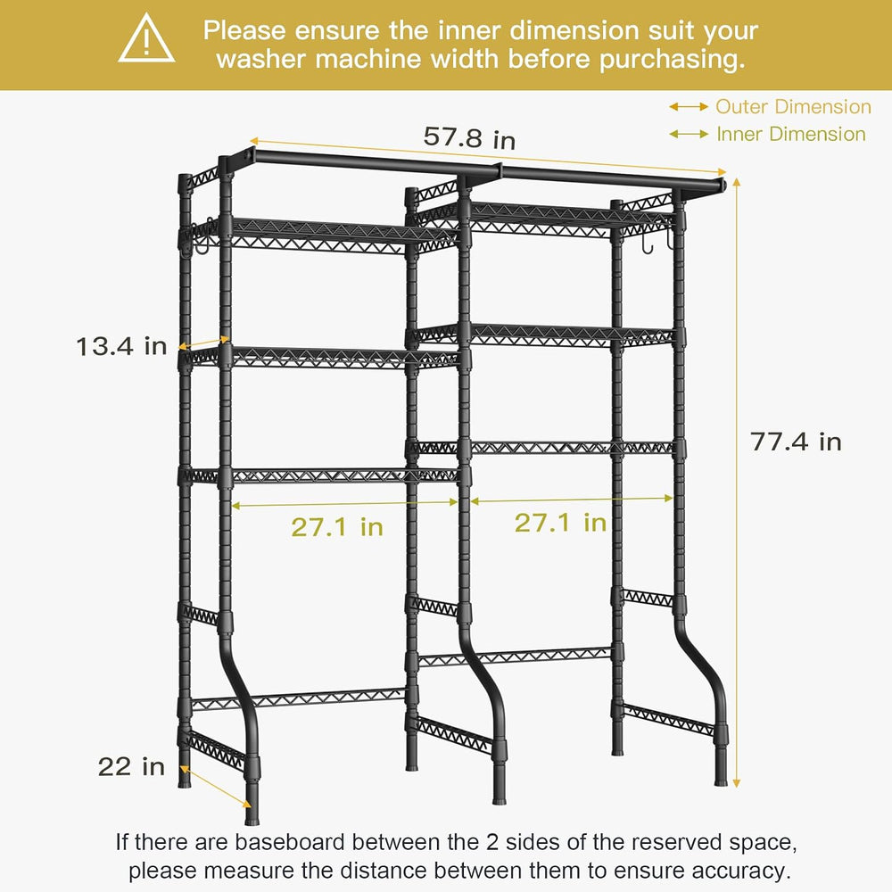 U13 Medium Over Washer and Dryer Storage Shelves, 6 Tiers Laundry Rack