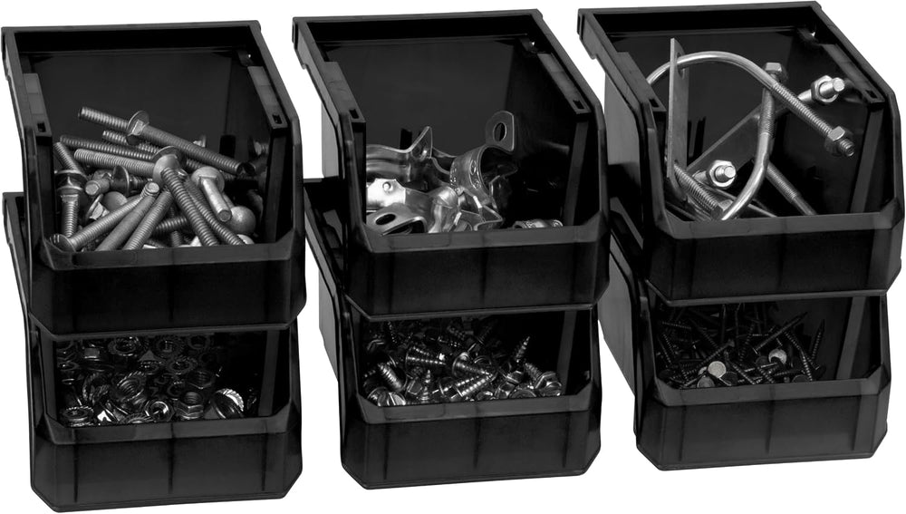 ReadySpace Extra-Small Stackable Plastic Storage Bins, 12-Pack, Black