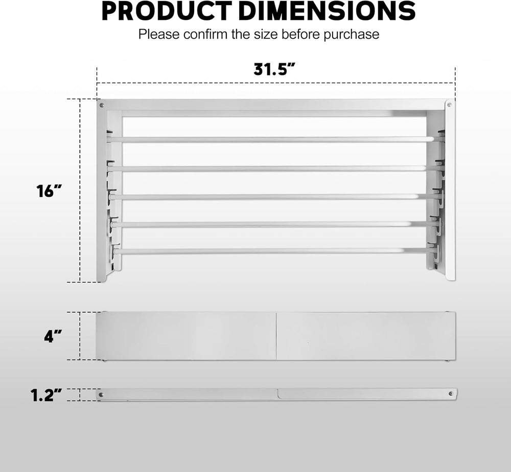 Wall Mounted Clothes Drying Rack 31.5" Wide，Foldable Wall Mount Laundry ...