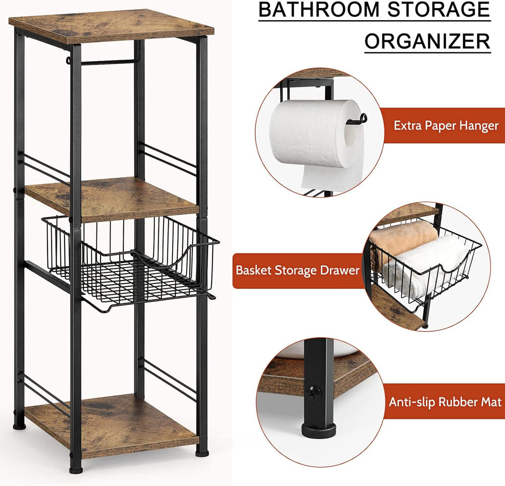 Bathroom Storage Shelf Floor Standing Toilet Storage Cabinet with Drawer