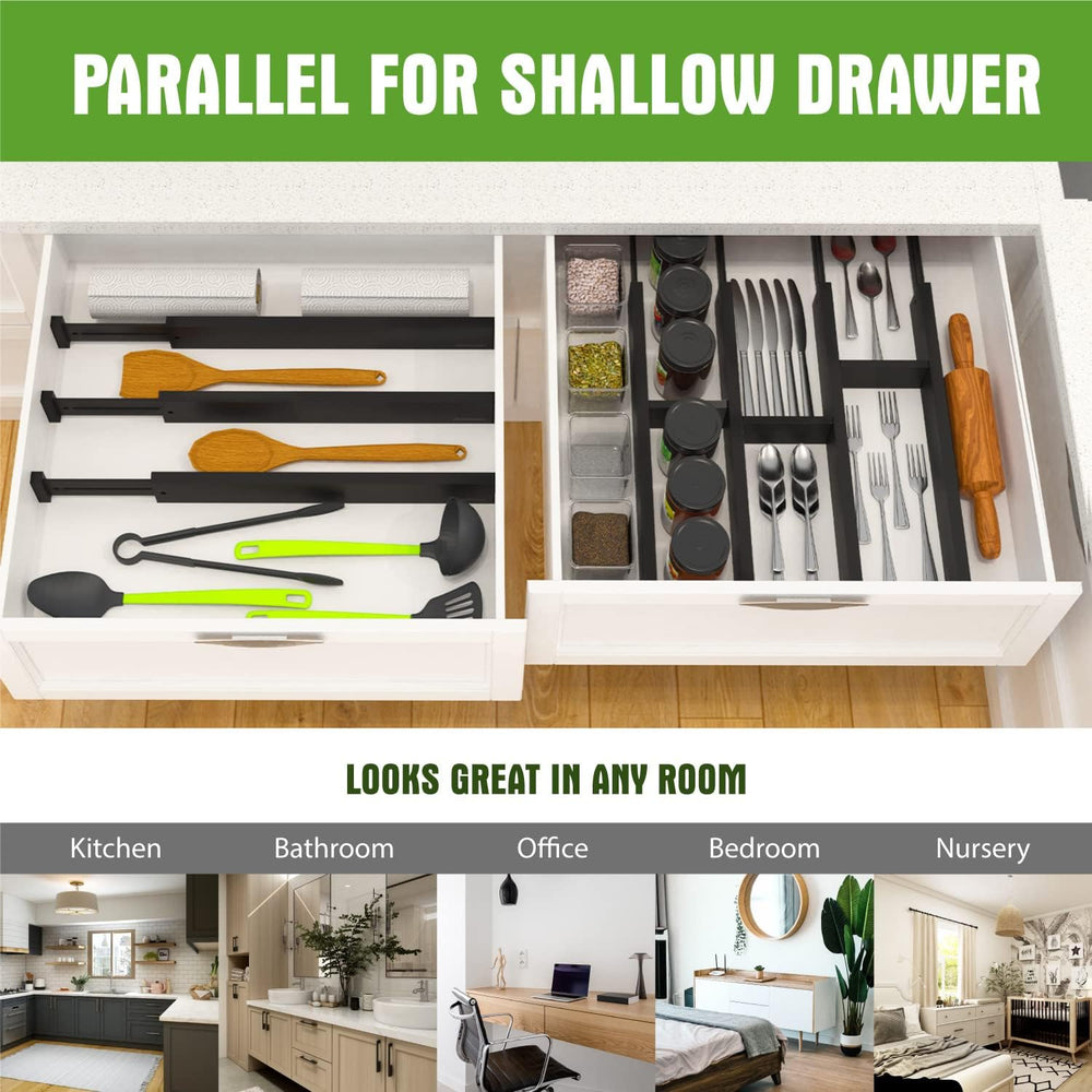 ANTOWIN 6Pcs Expandable Bamboo Drawer Dividers, Fits 17.6-21.6" Drawers