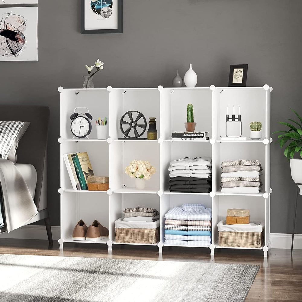 AWTATOS 12 Cube Storage Organizer, Closet Organizer Storage Shelves, White