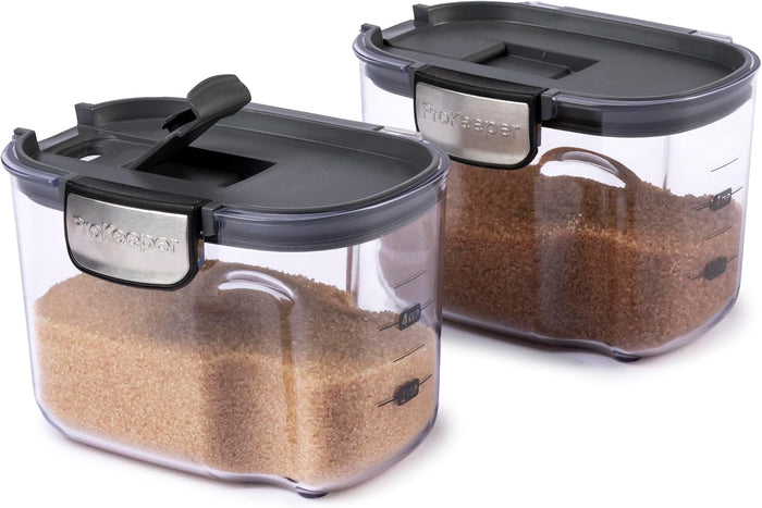 Progressive International ProKeeper+ Clear Plastic Airtight Food Baker's Kitchen Storage Organization Container Canister Set with Magnetic Accessories, 2- Piece Set (Specialty Sugar 1.5-Quart)