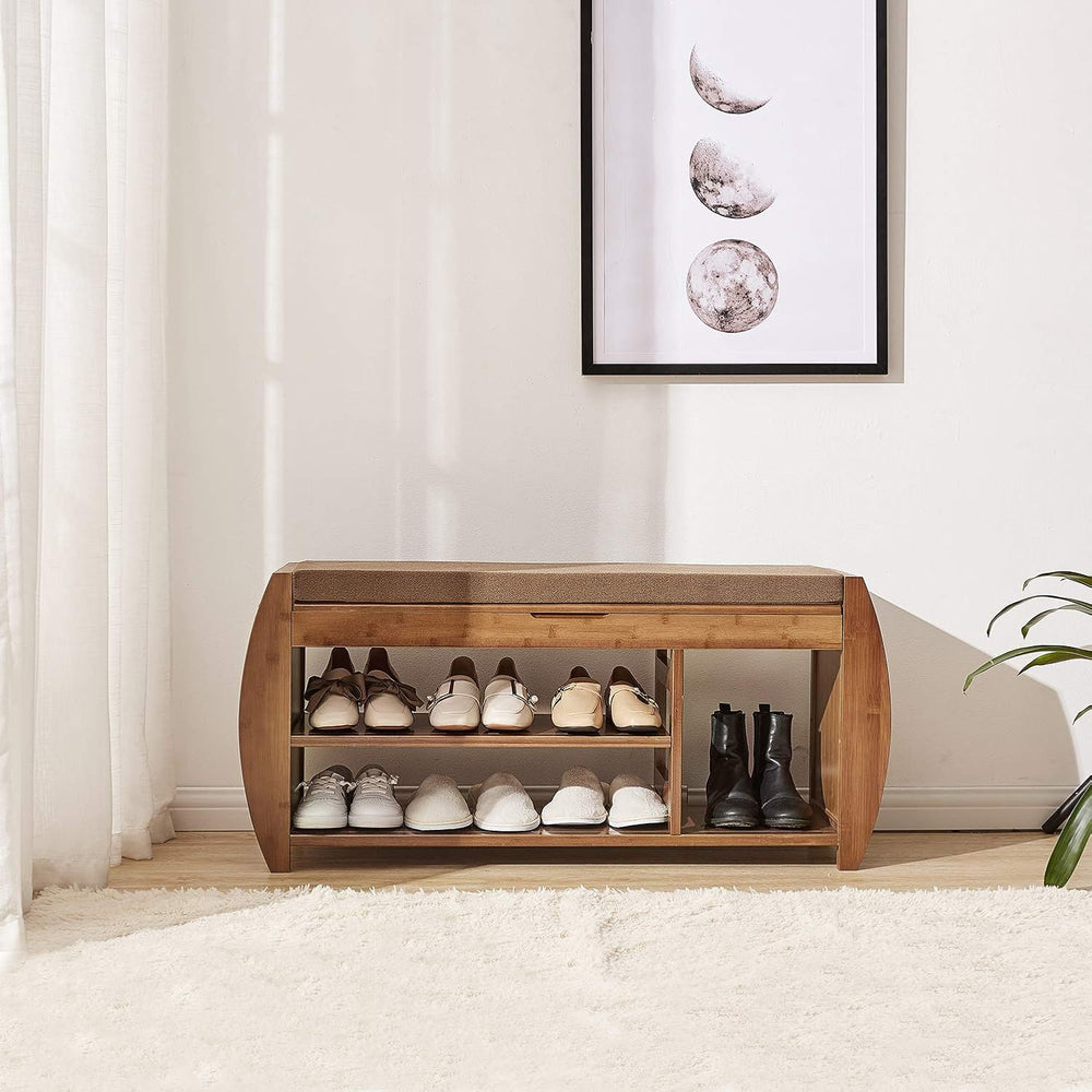 Bamboo Shoe Rack & Shoe Bench, Entryway Storage Organizer, Multi Function...