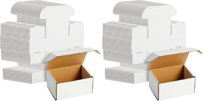 Stockroom Plus Mailing Box - 100 Pack, White, 4 x 3 x 2 Inch Corrugated Cardboard - Foldable Business Card Boxes & Mailers for Storage, Transit & Moving