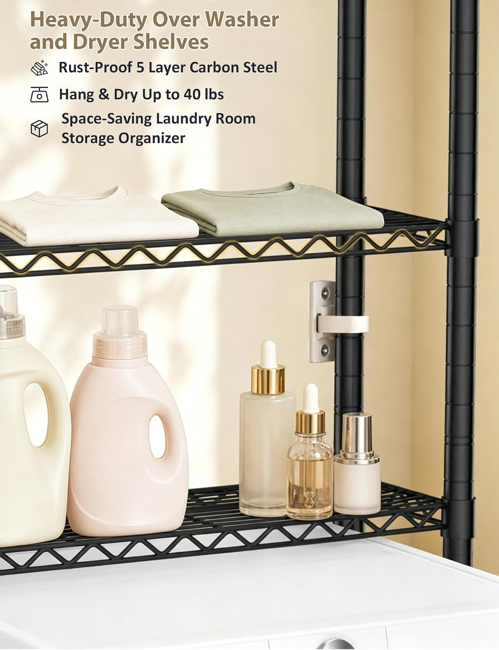 Over Washer and Dryer Shelves, 3 Tiers Heavy Duty Laundry Room Shelf