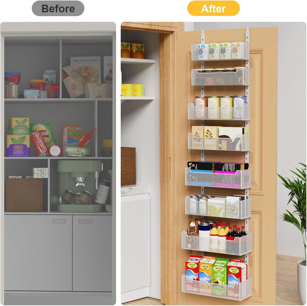 VyGrow Over the Door Organizer, 8-Tier Pantry Organizer with Fully Enclosed M...