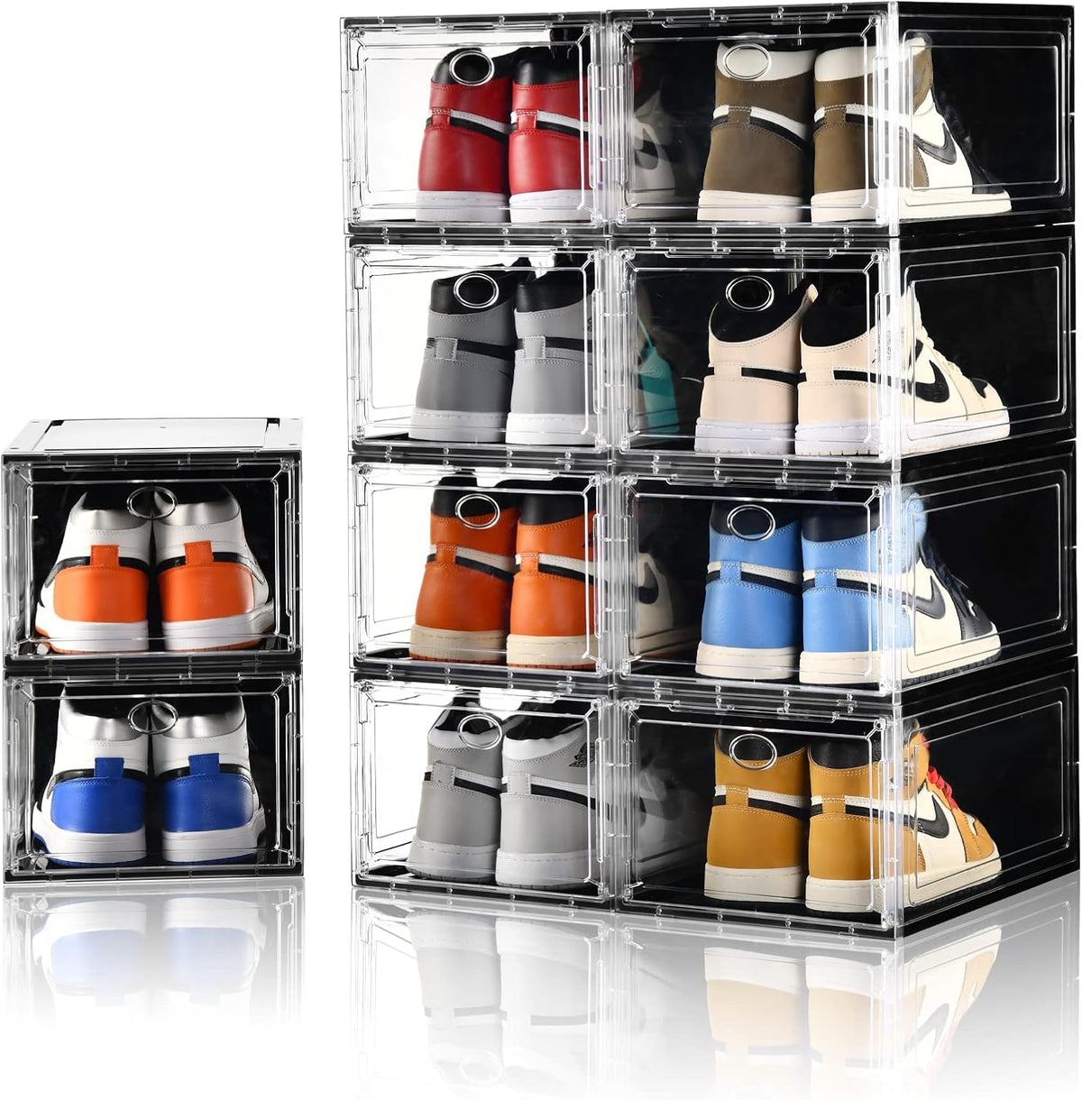 10 Pack Shoe Boxes Stackable, Upgraded Sturdy Storage Boxes