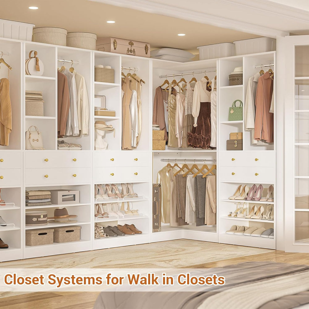 Besiost Closet System with 4 Drawers and Hanging Rods, 59.5"L / 87"...