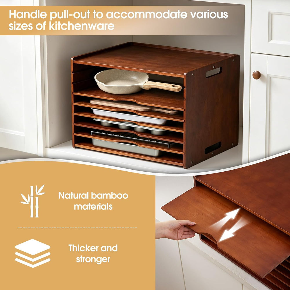 8-Tier Baking Sheet Organizer for Cabinet, Large 20 x 15 x 14 in Wooden Tray ...