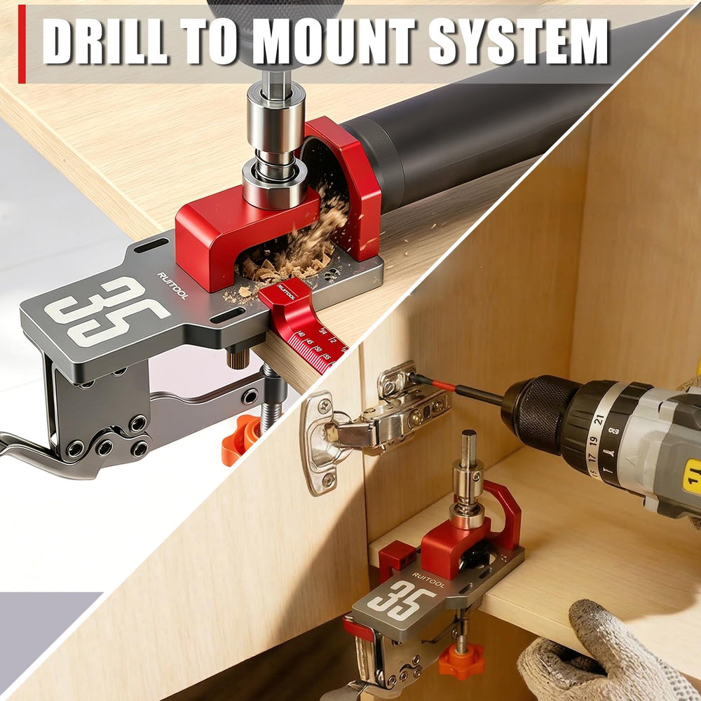 RUITOOL 35mm Concealed Hinge Jig System, Cabinet Door Mounting Jig & Door...