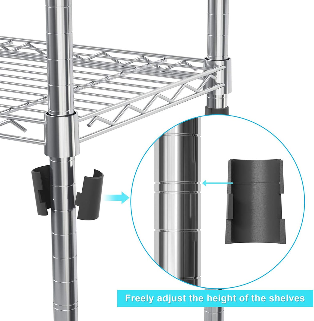 Auslar 4-Shelf Storage Shelves with Casters Heavy Duty 4 Tiers Rolling Cart U...