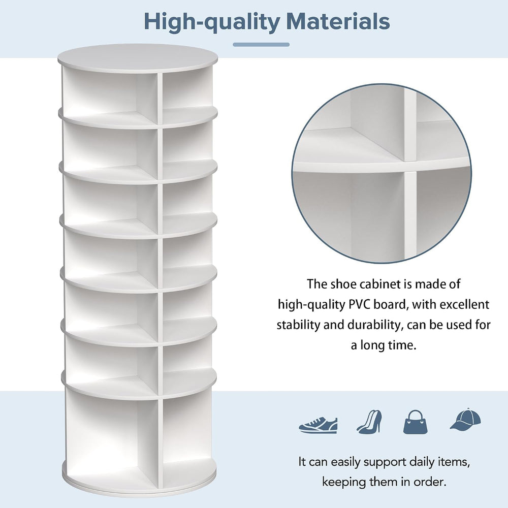 HomVent Rotating Shoe Rack Tower, 7-Tier Spinning Shoe Rack
